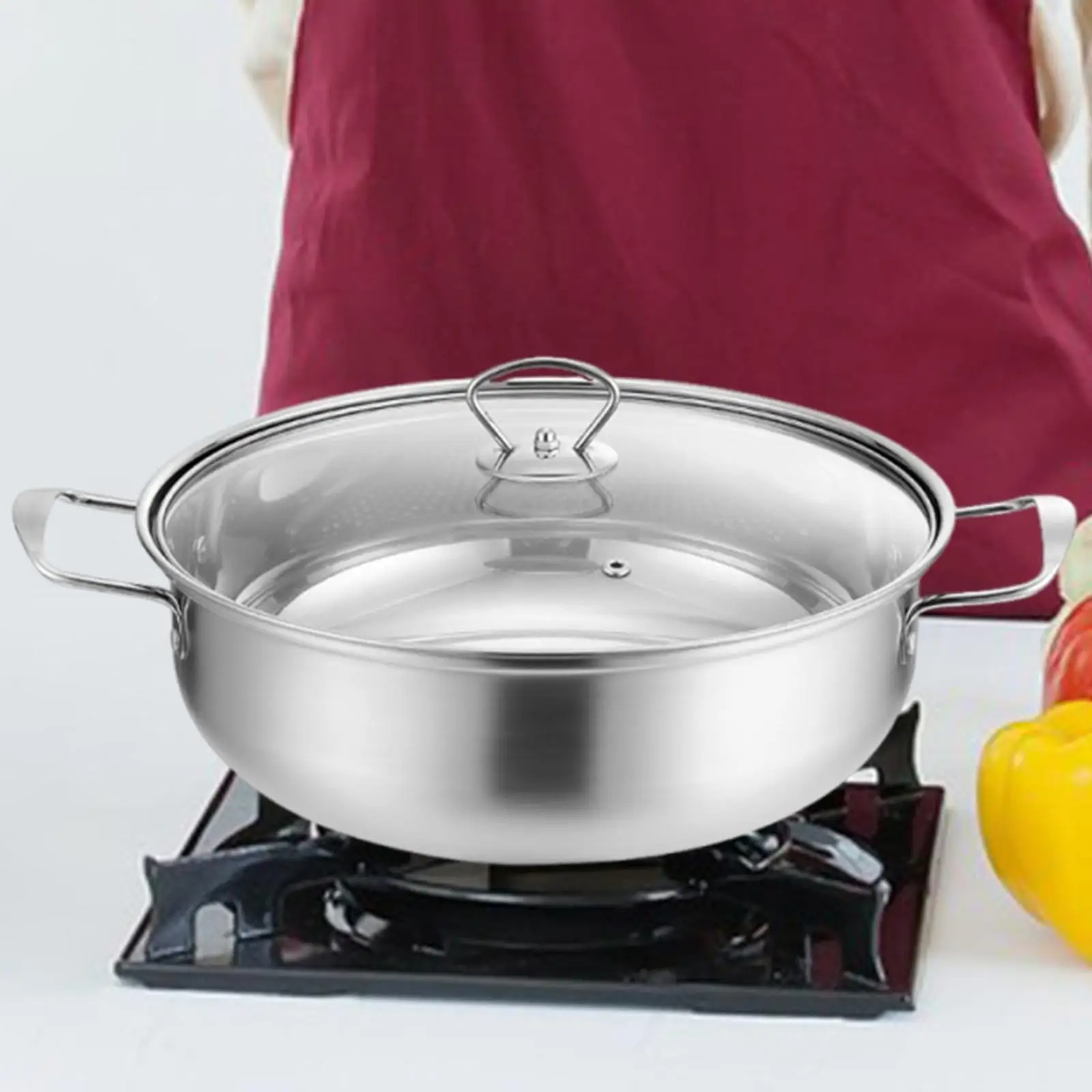Stainless Steel Hot Pot Cookware with Lid Soup Pot for Home Restaurant Party