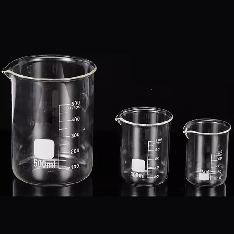 체중계 고온 내성 유리 비커 세트, 실험실 재료 포함, 50 100 250 1000 2000ml
