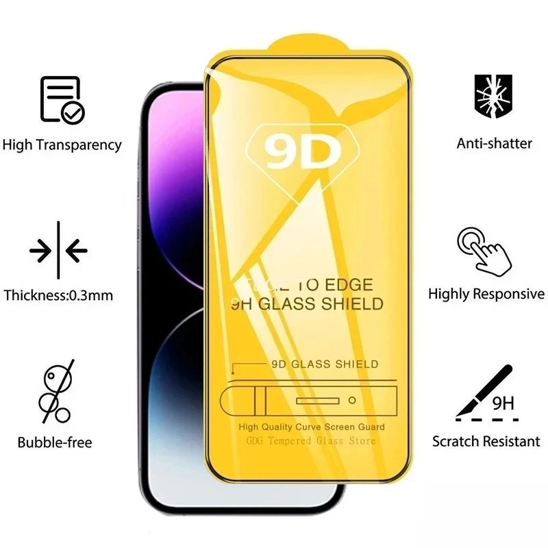 5PCS 9D Screen Protector for Xiaomi Redmi Note 14 13 Pro 12 11 10 9 8 9S 10S...