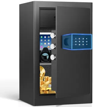 6.1 Cub Home Safe Box, Large Capacity Safe with Gewelry Drawers, Digital Safe with Removable Shelves and Alarm System.