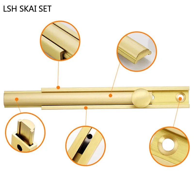 Barn Door Security Locks Brass Material Door Latch Lock Solid Sliding Bolts Window Latch Home Garden Gate Hardware Hasp 1PC door latch