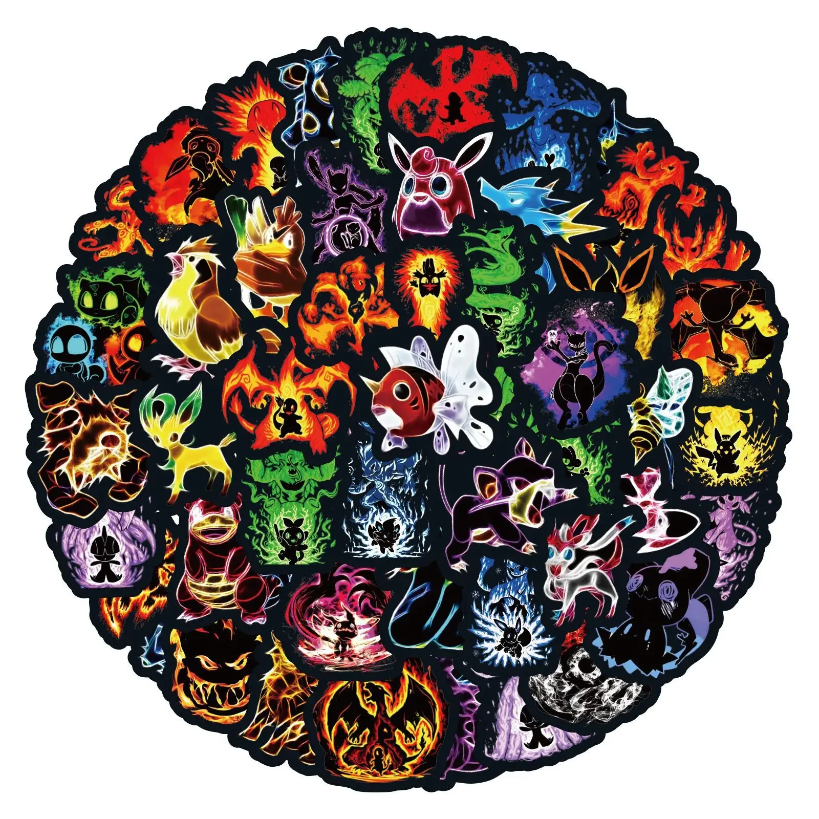 

50pcsPokemon Waterproof Graffiti Stickers Cartoon Cute Phone Case Water Cup Computer Trolley Case SeamlessStickersChildren’sToys