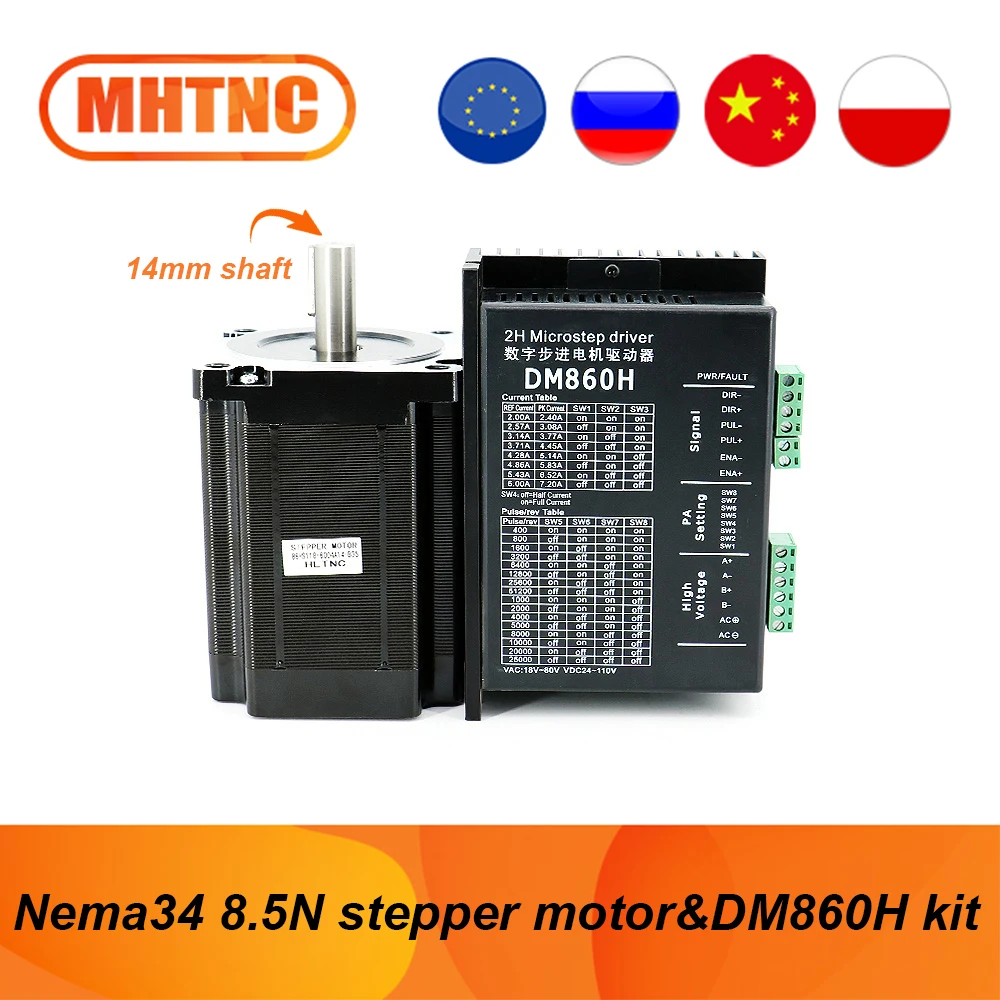 Nema 34 Schrittmotor 8.5Nm – 86HS118, 14 Mm Welle, 6A, 1.8°, Für CNC, 3D-Drucker, Textilmaschinen, Inkl. Bremse