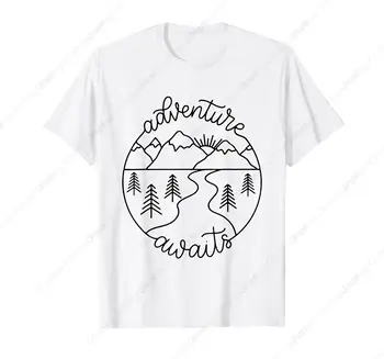 Happy Camper Adventure Awaits Summer Vacation Gift For Women T-Shirt 1
