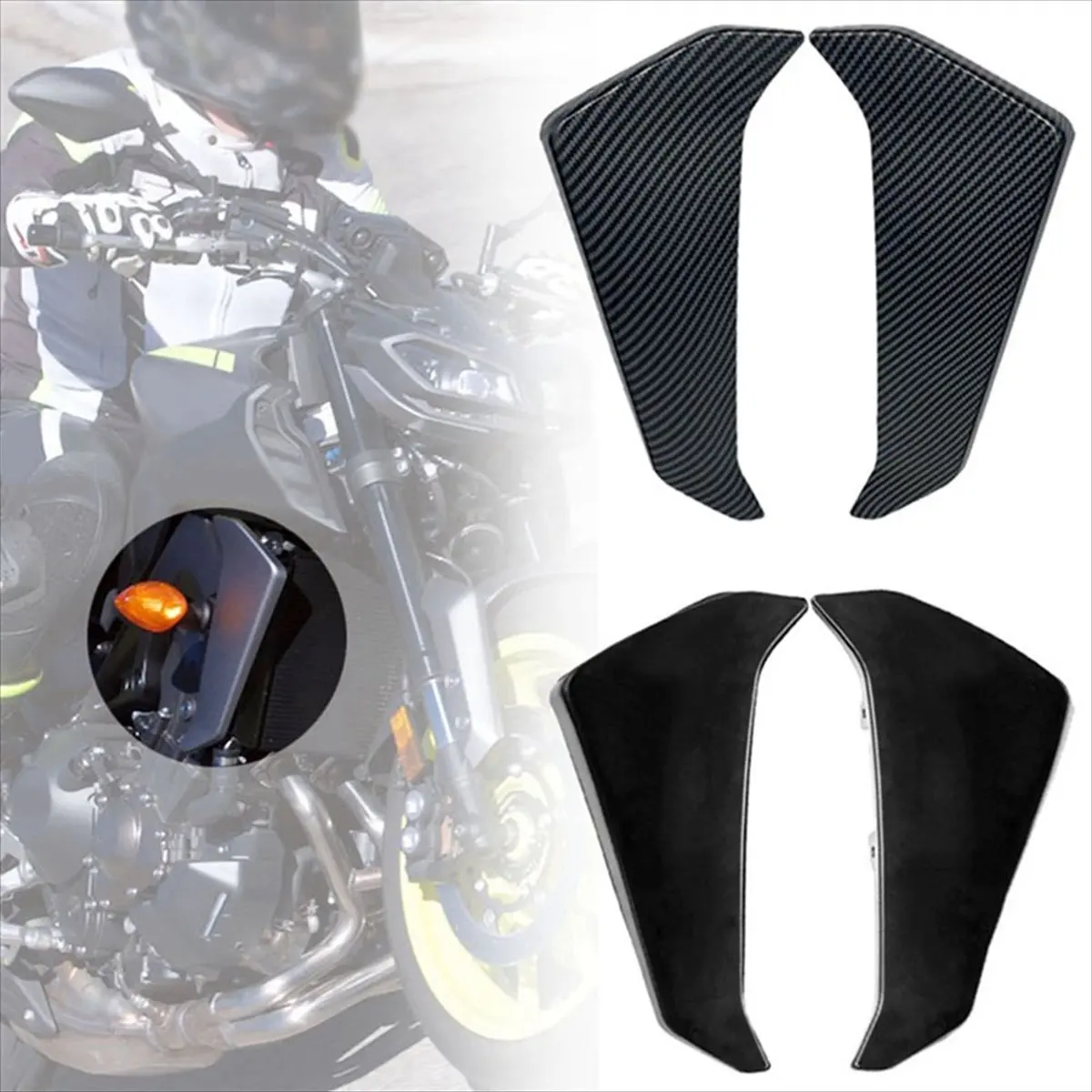 Yamaha MT09 MT-09 MT 09 2017-2020 용 블랙 오토바이 라디에이터 사이드 패널 프로텍터 커버 페어링