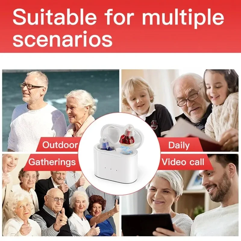 2024 new cheap Rechargeable Hearing Aids Wireless Sound Amplifier ITE Mini Invisible Elderly Hearing Aid Headphones Deaf 4