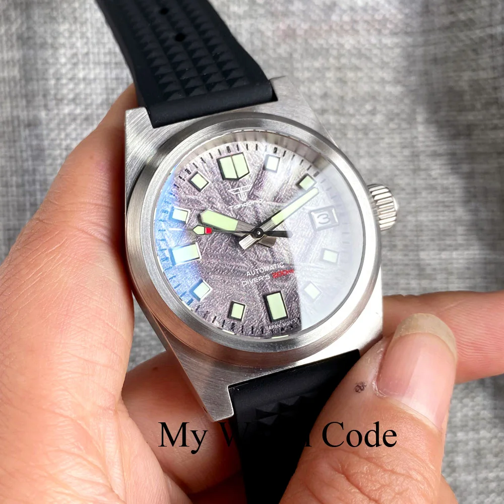 Meteorolite 2023 38Mm 62Mas Diver Orologio Meccanico Da Uomo Nh35 Movt Ar Sapphire Green Lume Waffle Band Retro Pilot Clock Calendar
