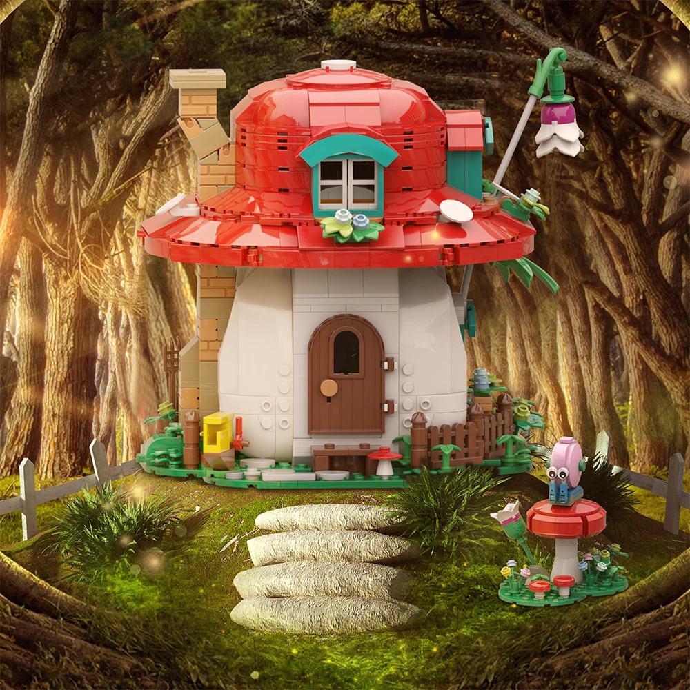 MOC Fairy Tale Mushroom House Building Blocks Village Architecture