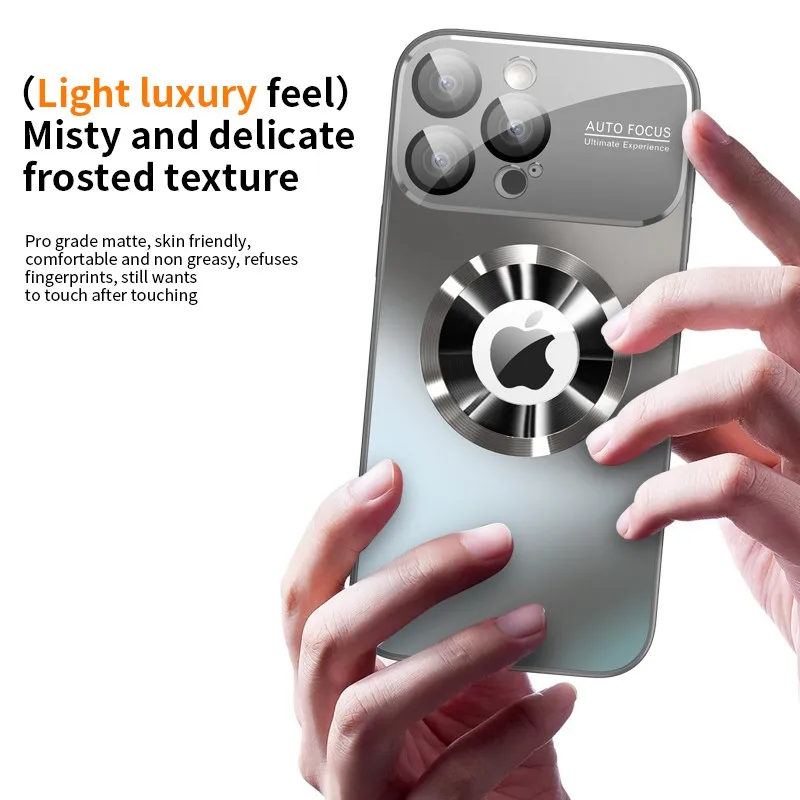 New Titanium Metallic Luxury Matte Case For iPhone 16 15 14 13 12 11 Pro Max Plus For Magsafe Glass Lens Camera Protection Cover