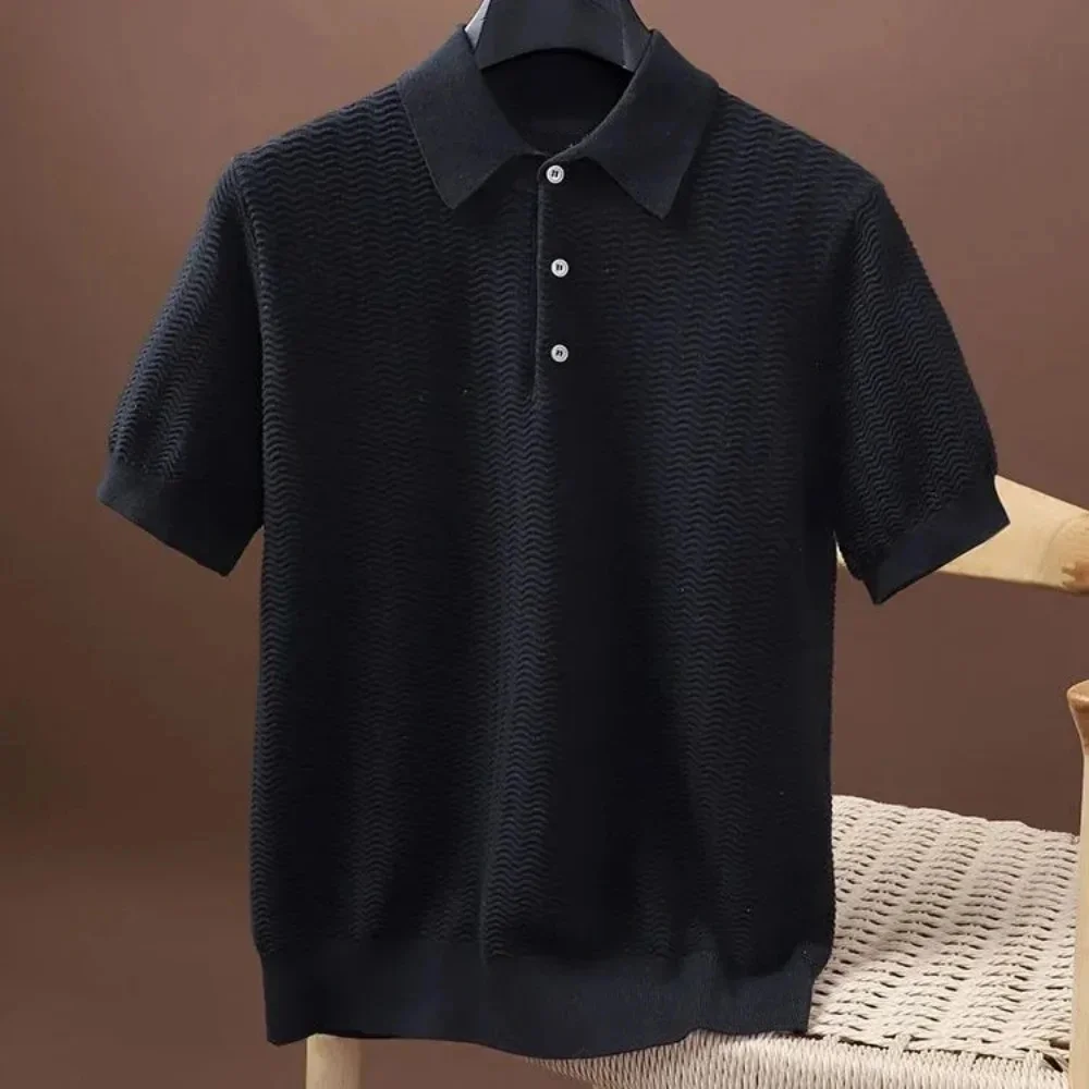 thumbnail image 1 of Camisas Polo para Hombre Ropa de Trabajo de Verano Camiseta de Manga Corta Ropa de Negocios Hilo Transpirable Camisa Fresca, 1 of 5