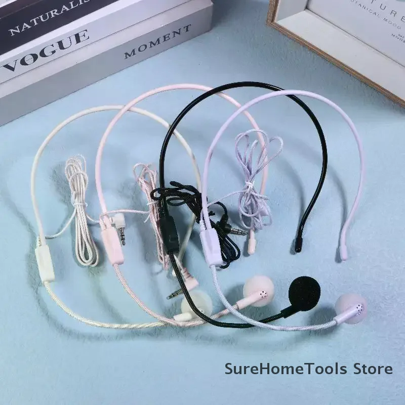 1PC Wired 3.5mm Plug Head-mounted Headset Mic Portable Guide Lecture Speech Microphone Clear Sound Teaching Meeting Presentation
