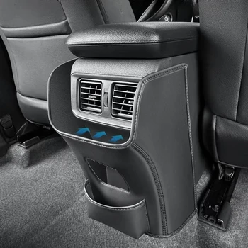 For Toyota RAV4 Rear Seats Genuine Leather Kick Mats, Custom Fit with AC Vent Shield & Decorative Cover 1