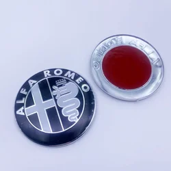 Alfa Romeo Giulietta GT Car Front Grill Emblem Covers & Colorful Interior Console Knob Stickers - 2pcs 74mm (Black white old)