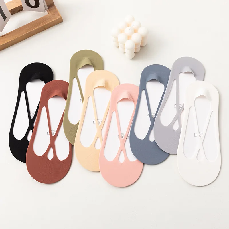 

Ice Silk Stockings Women's Summer Thin Shallow Boat Socks Non-Slip Invisible Socks Korea Cross Strip Low Cut Short Socks Slipper