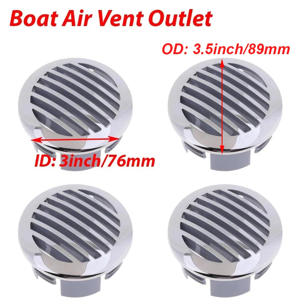 

2/4pcs 3inch 76mm Round Air Vent Outlet Stainless Steel Exhaust Air Vent Outlet Cover Trim For Marine Yacht Boat RV Caravan