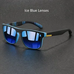Vintage Square Luxury Sunglasses - Unisex Retro Eyewear with UV400 Anti - Glare Protection (Ice Blue Lenses)