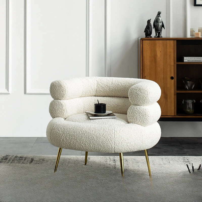 

Роскошное кресло Nordic светильник из овечьей шерсти для одного человека, современное и простое Сетчатое красное кресло для отдыха из нержавеющей стали для гостиной