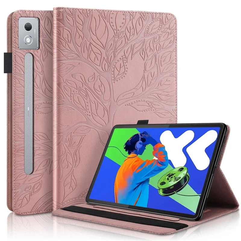 3D Tree Embossed Wallet Tablet Case