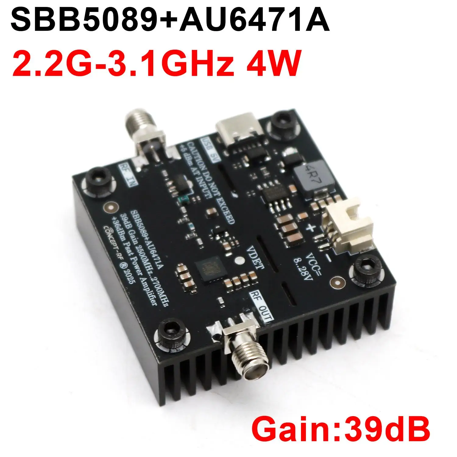 Amplificateur RF 4W 2.5-2.7GHz SBB5089+AU6471A pour GPS WiFi Zigbee Lora
