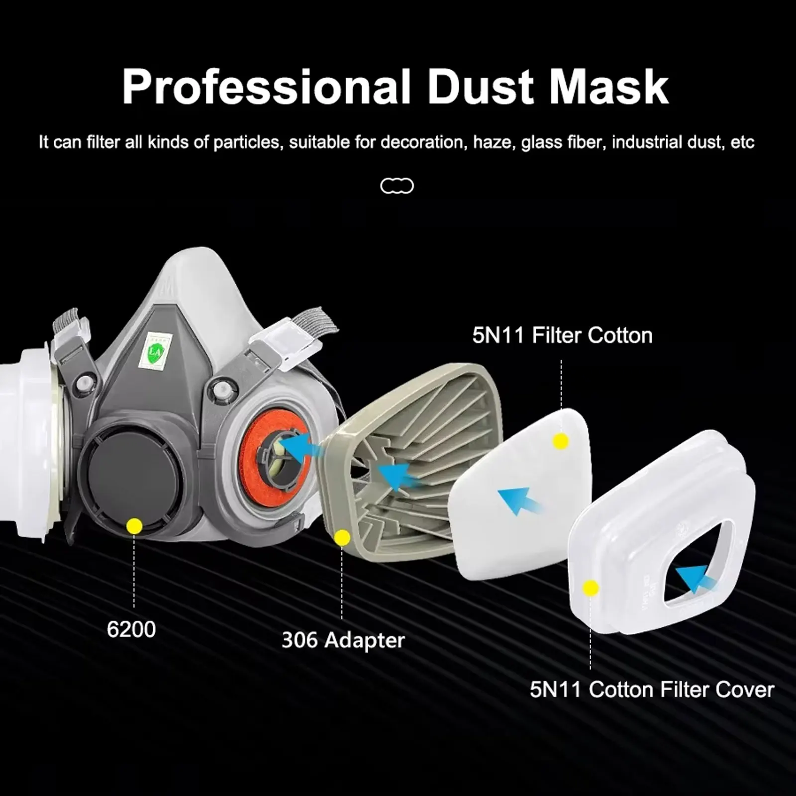 Demi-masque 6200 avec cartouches 306-27in1 ou 306-15in1 - Protection industrielle