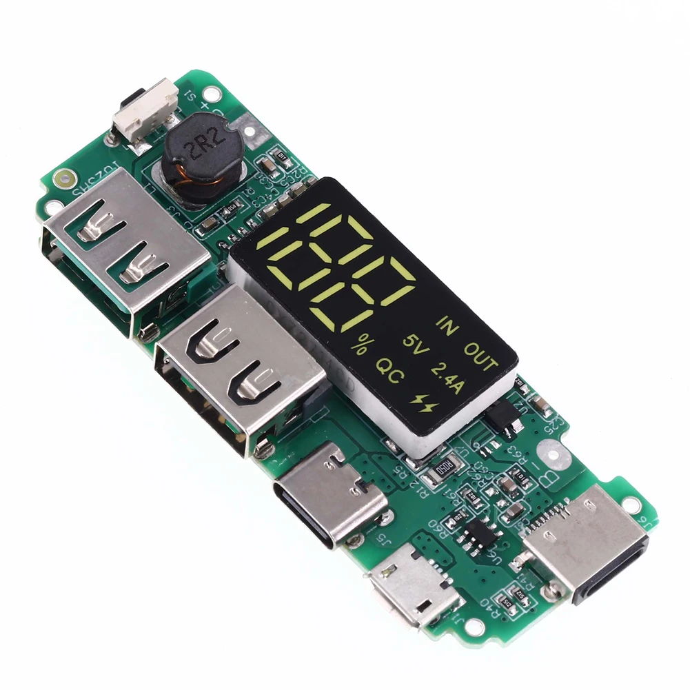 LED Dual USB 5V 2.4A Micro/Type-C USB Mobile Power Bank 18650 Charging Module Lithium Battery Charger Board Circuit Protection