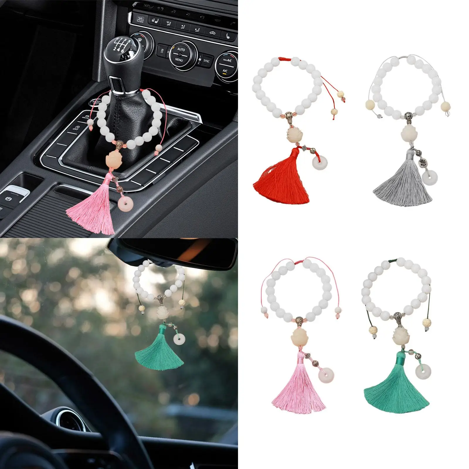 Car Rearview Mirror Charm Pendant Gift Lever Decoration Lotus Car Rearview Mirror Pendant for Window Car House Door Bedroom