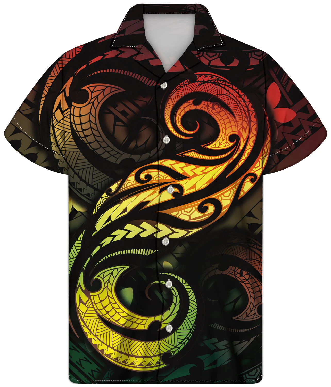 2022 Chuuk Tattoo Summer Printed Shirts Mens Fashion Casual Shirts Polynesian Tribal Printed Cardigan Shirts for Men