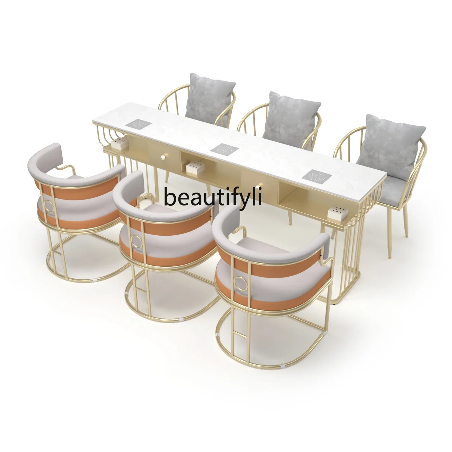 Simple Double Nail Table and Chair Set Simple Single Marble Double Rounds Vacuum Cleaner Nail Table nail table and chair set single and double three person vacuum cleaner multi function marble manicure table