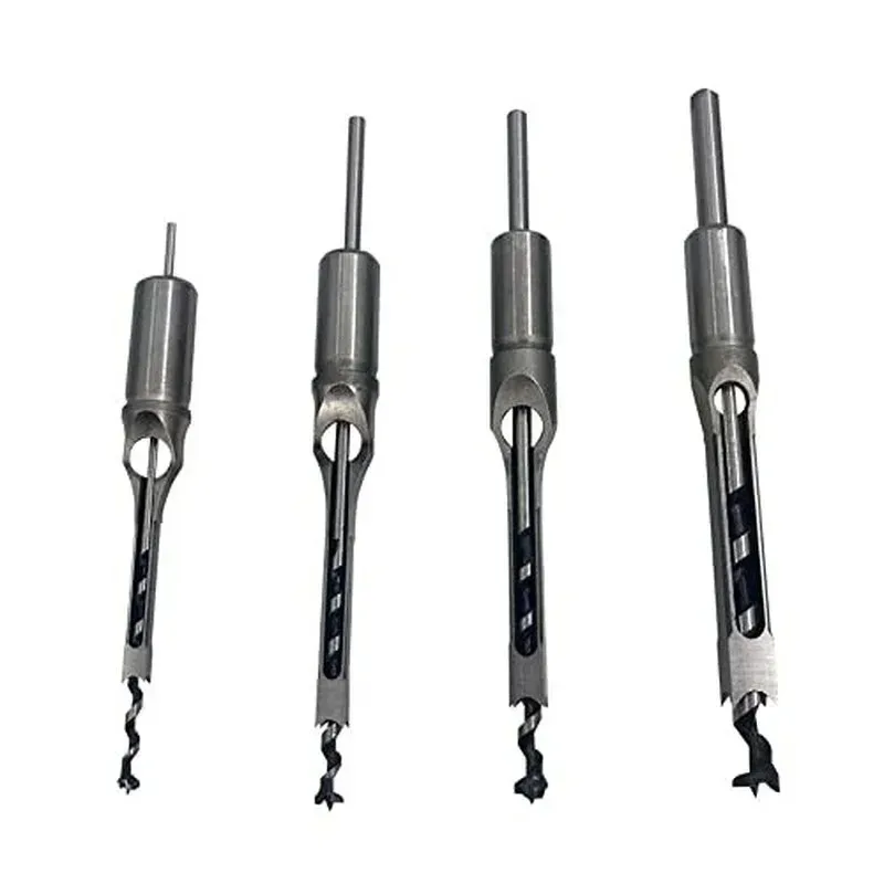 4PCS Woodworking Square Hole Drill Set Woodworking Square Tenon Drill Square Hole Opener Woodworking Square Hole Drill Set