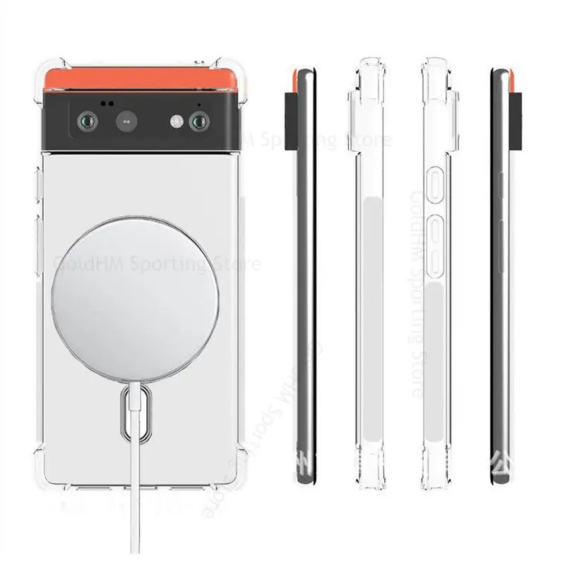 For Magsafe Transparent Case Funda For Google Pixel 6 Pro Wireless Charging Magsafing Cover For Google Pixel 6 Pro Magnetic Case