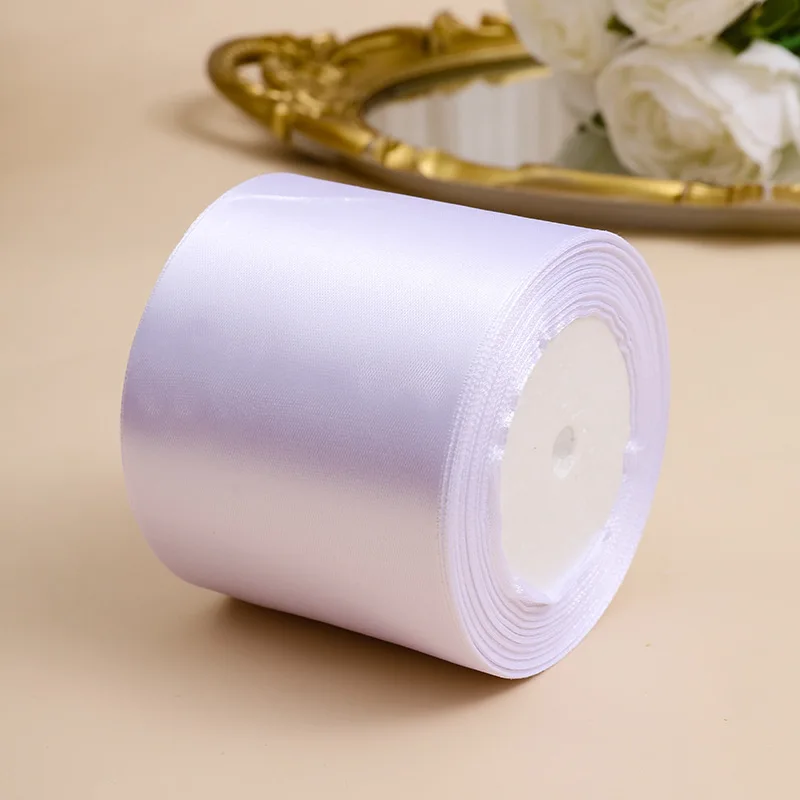 (25야드/롤) 8cm 새틴 리본 선물 포장 크리스마스 웨딩 파티 장식 공예 리본 DIY 의류 바느질 액세서리