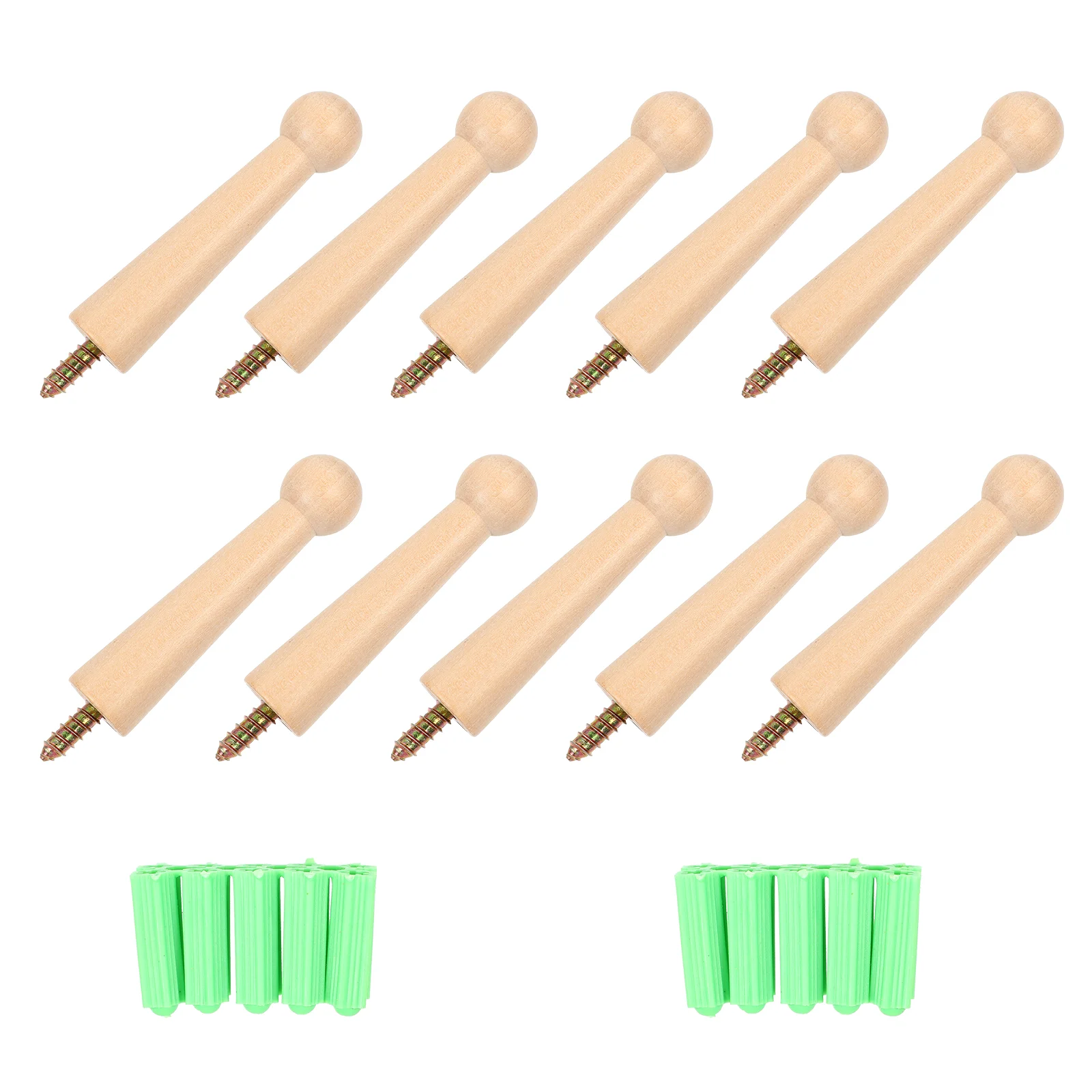 

10Pcs DIY Natural Wooden Coat Hooks Wall Mounted Vintage Organizer Hangers