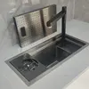 Hidden Stainless Steel Kitchen Sinks Handmade Single-slot Home Island Bar Mini Small Sink with Cup Washer and Vegetable Basin 6