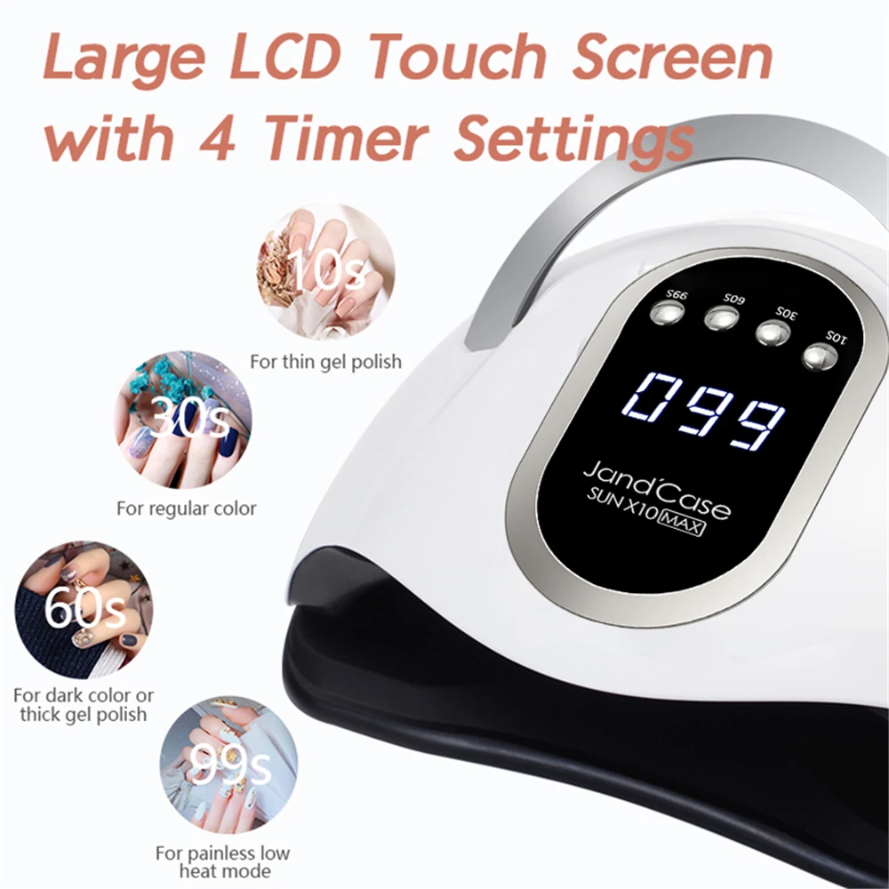 LED Powerful UV Nail Lamp With Large LCD Touch Screen Smart Sensor 4 Timer  Setting