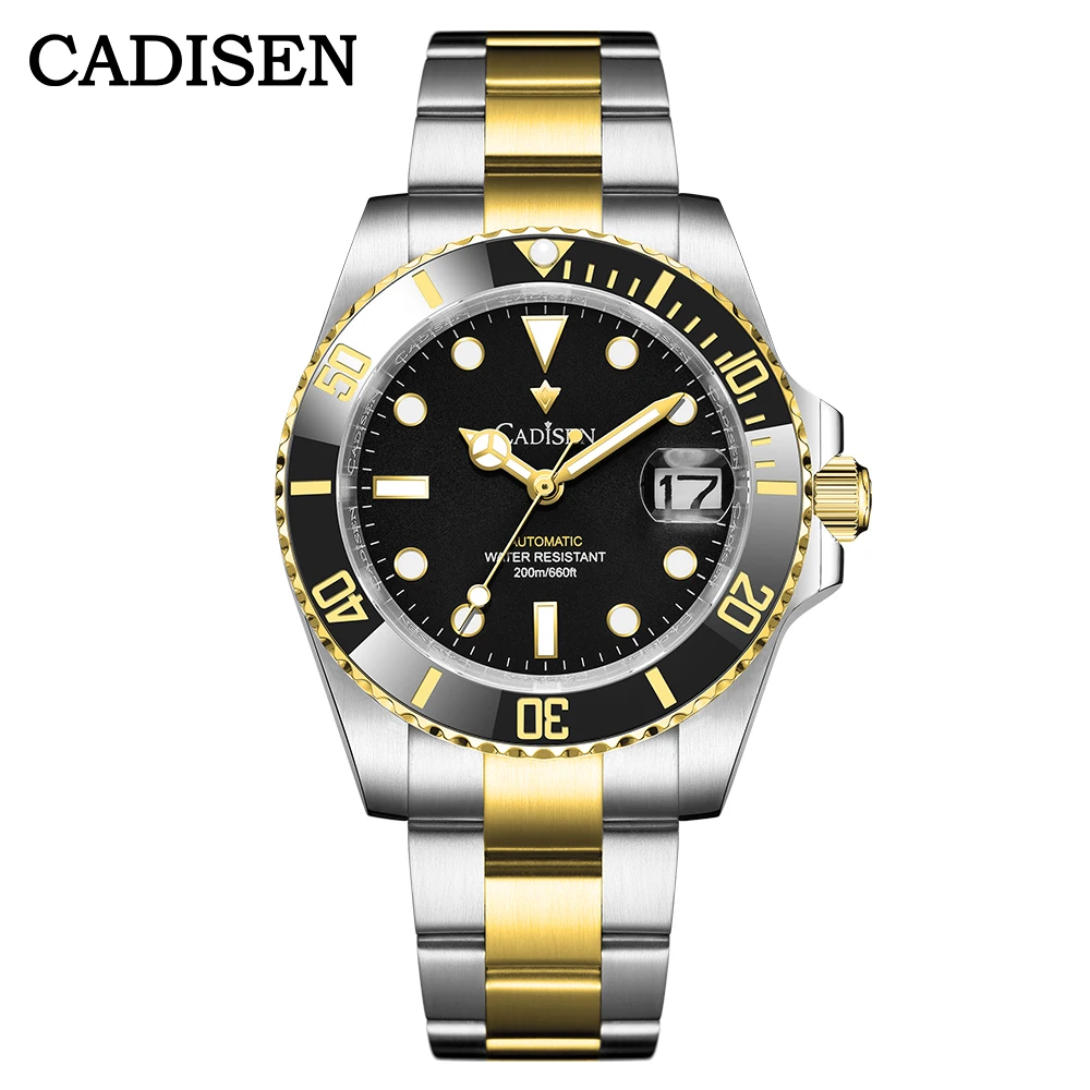 

2023 CADISEN Top Brand Luxury Mechanical Watch Men 200M Waterproof Date Clock Sport Stainless Steel AR Sapphire Glass Wristwatch