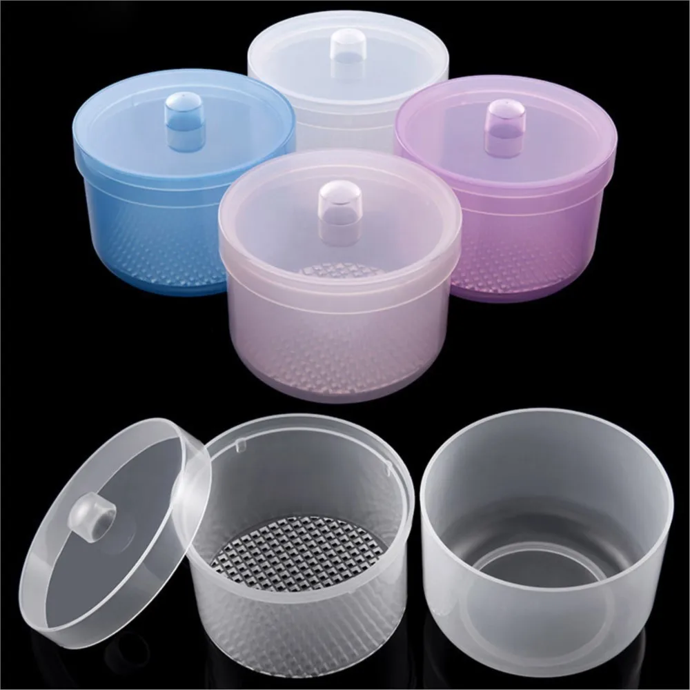 네일 폴리싱 헤드 살균 상자 82*85mm 라운드 청소 소독 보관 상자 블루/핑크/클리어/퍼플 4 색 담그는 그릇