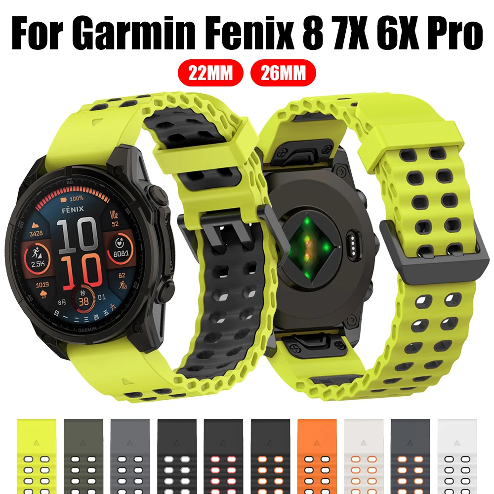 Garmin Fenix/Epix, QuickFit Horlogeband, Siliconen, 26mm, Zwart