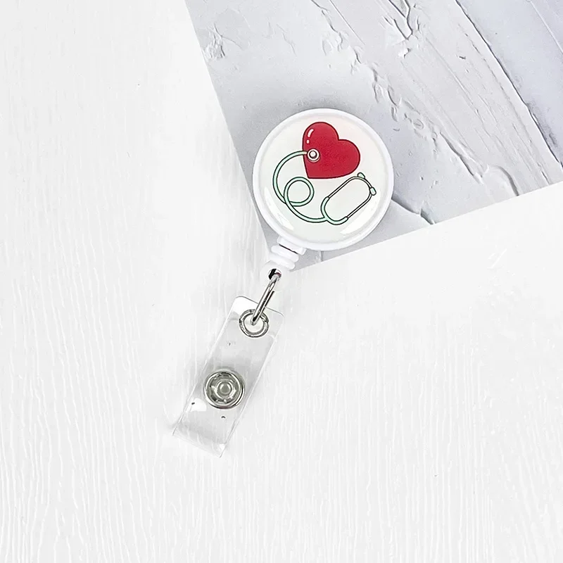 Retractable badge reel Badge holder Retractable id tag Retractable id lanyard Nurses Doctors Retractable Badge Reels Kawaii Cartoon Pattern Uniform Pocket Clips Work Card Holder Hospital Supplies