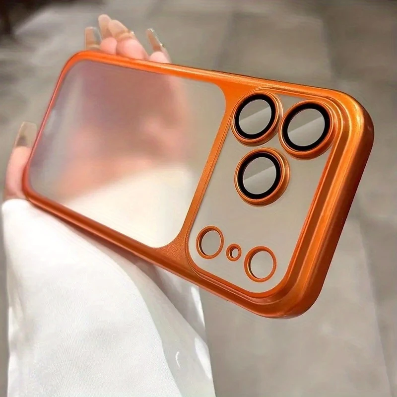 Luxury Frosted Transparent PC Hard Case with Built-In Lens Protection