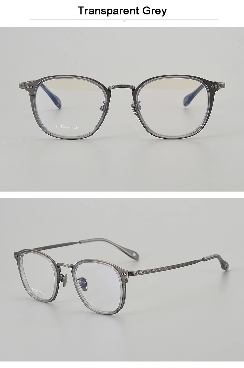 2025 Japanische Reproduktion Acetat Reintitan Gebürstete Metall-Textur Brillengestelle Retro Designer Luxus Herren Brillen – Detail 9