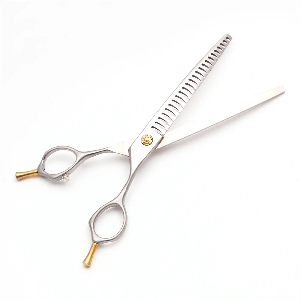 Dog Grooming Scissors Professional 7" 7.5" Japan 440C Curved Thinning Scissors Bend Down Chunker Shears Pet Hairdressing Scissor