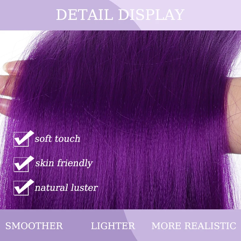 32inch Long Purple Hair Ponytail Extension Wig Straight Ponytail Hairpiece with Rubber Band for Women Daily Party Use Purple Wig