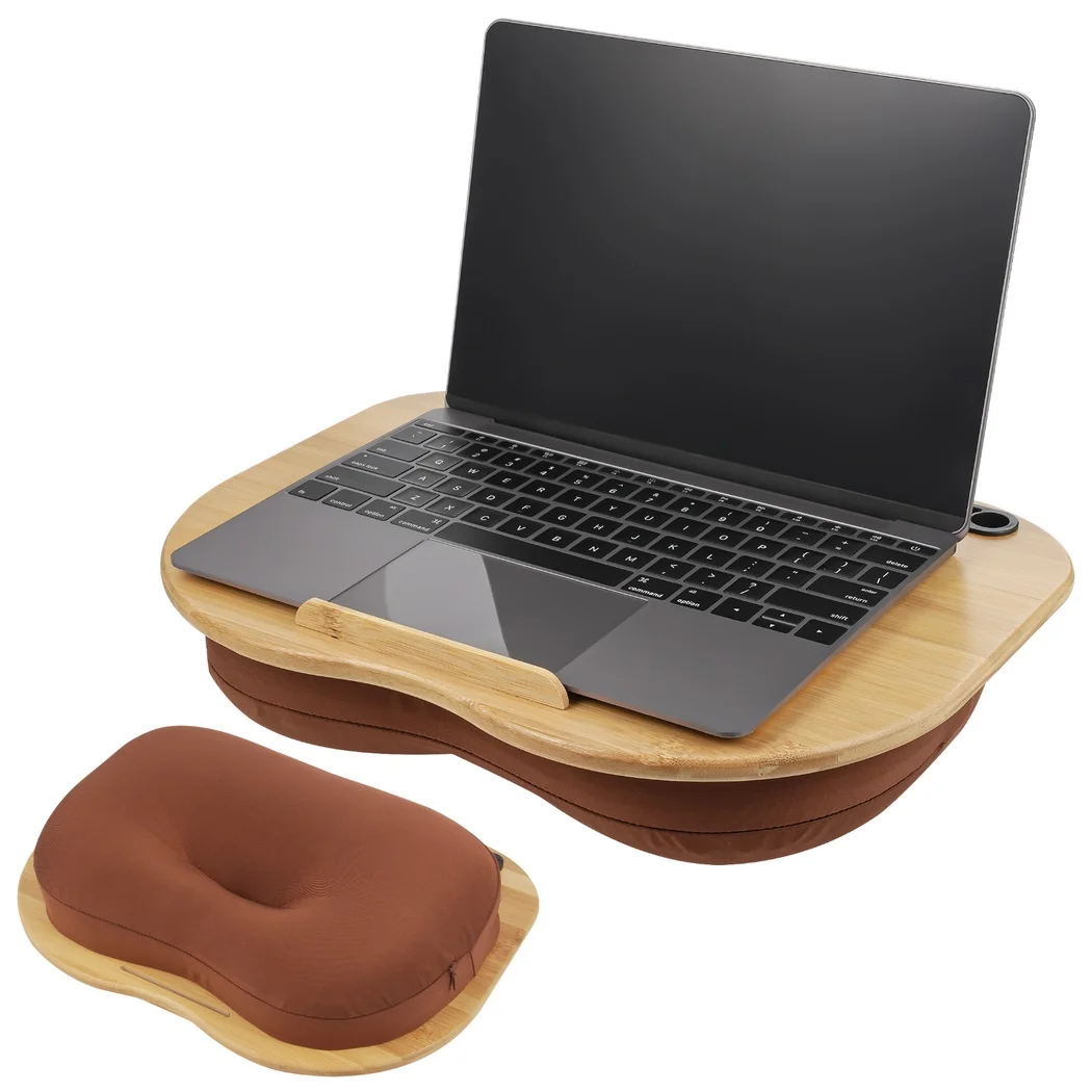 Lap Desk With Pillow Cushion Bamboo Laptop Stand For Tablet Phone Laptop Desk Tray Computer Bed Table Support up to 14" Laptops