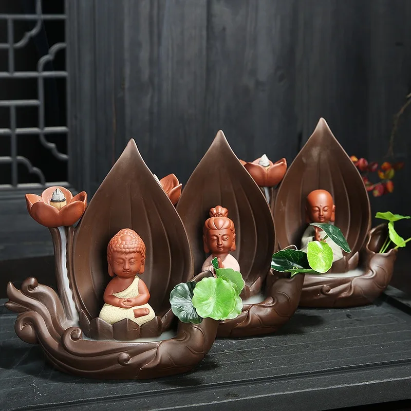

Large lotus reflux incense Furnace craft huddha hydroponic Melting Furnace Yoga Home ornaments candles Furnace incense desk psychotherapy incense incense desk suitable for gift delivery