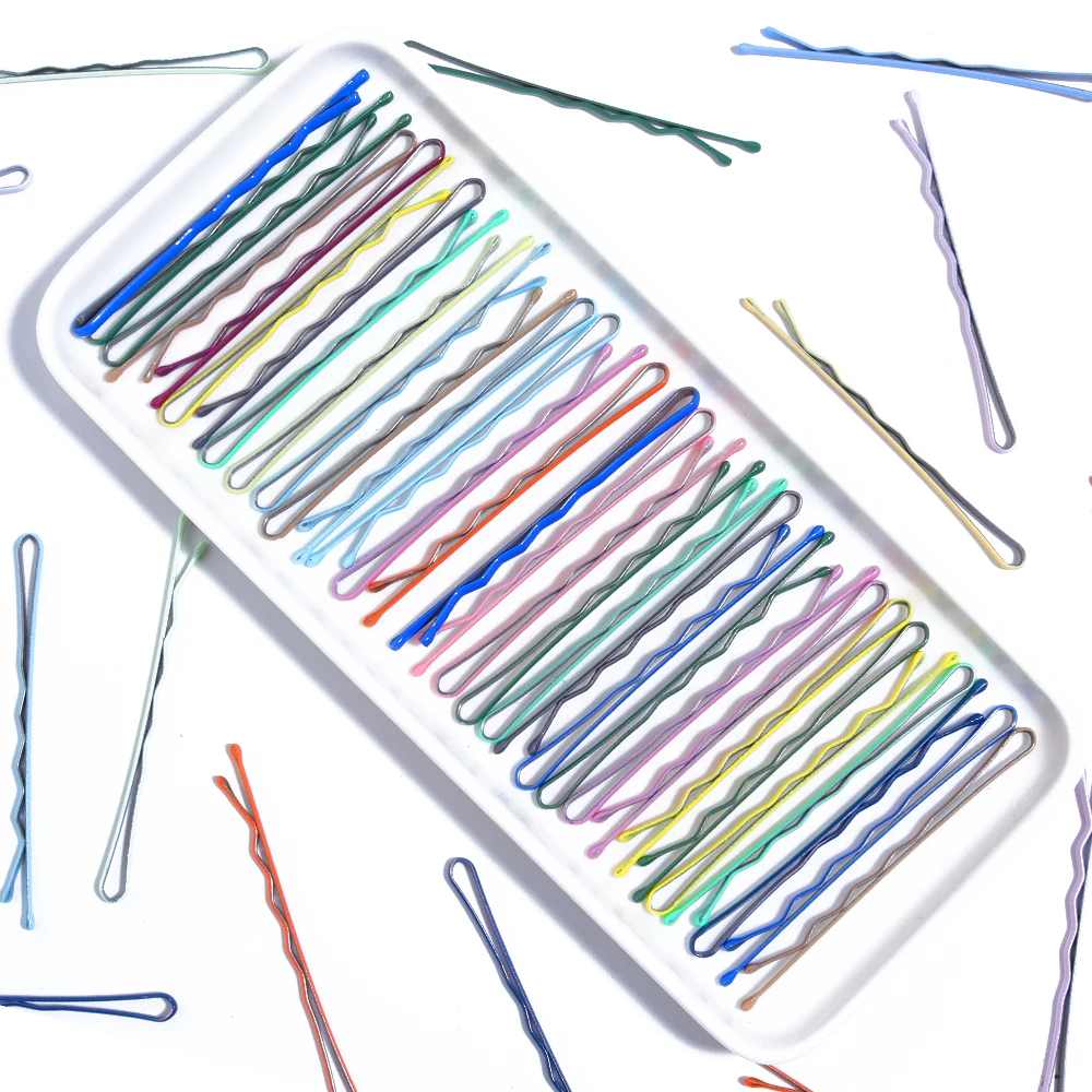 U 모양 물결 모양 헤어 클립, 다채로운 스프레이 페인트 머리핀, DIY 공예, 헤어 스타일 도구, 여성용 헤어 액세서리, 세트 당 20 개, 5.5 cm, 6cm