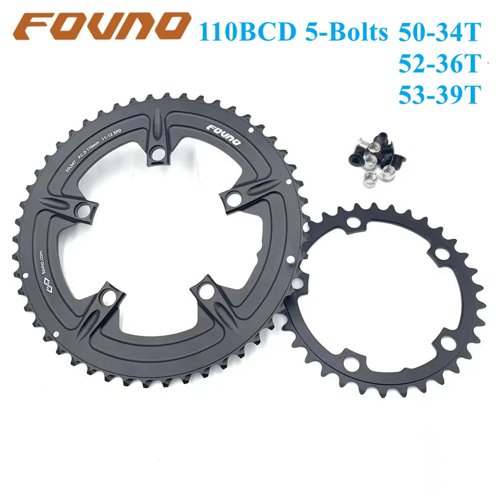 

Fovno 110BCD Chainring Road bike 110bcd 5-claw Round Double chainring 2x 50-34T 52-36T 53-39T for sram red rival s350 s900 crank