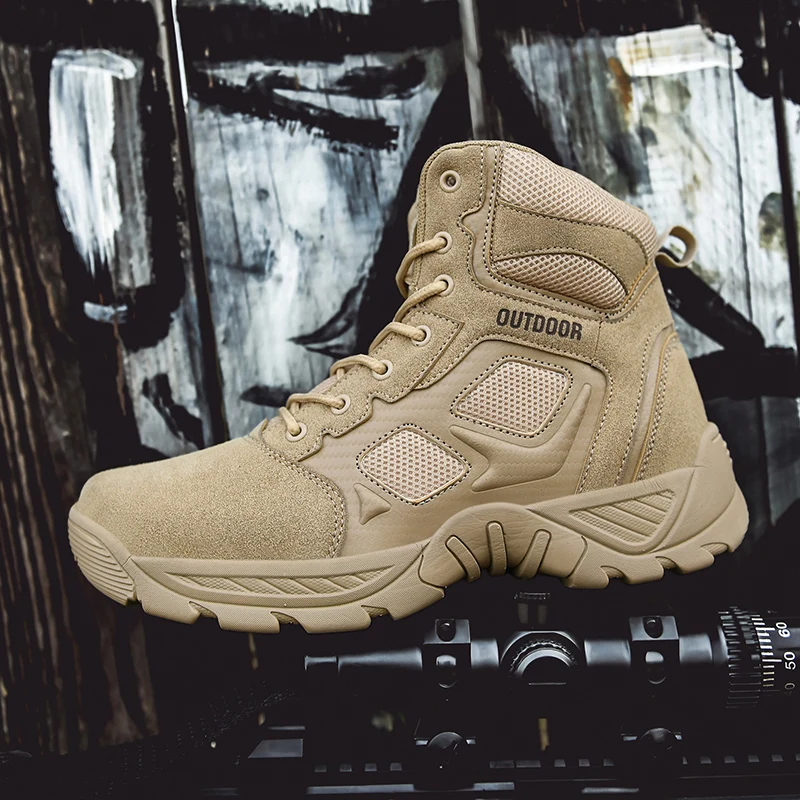 

Fujeak High Top Anti slip Hiking Shoes Casual Classic Sports Shoes Comfortable Trend Men's Shoes Desert Tactical Combat Boots