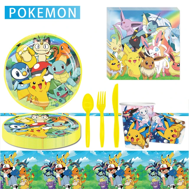 Pokémon Pikachu Personagens Decoração De Festa De Aniversário, Conjunto De  Louça Descartável, Toalha De Mesa, Copo