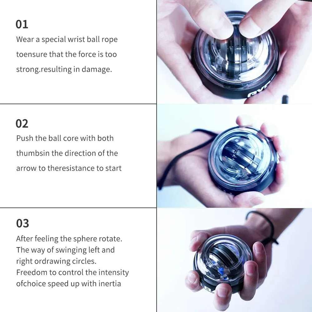 Wrist Trainer Ball Auto-Start Wrist Strengthener Gyroscopic Fingers Wrist Bones Muscle With Ball Bag I2981491687