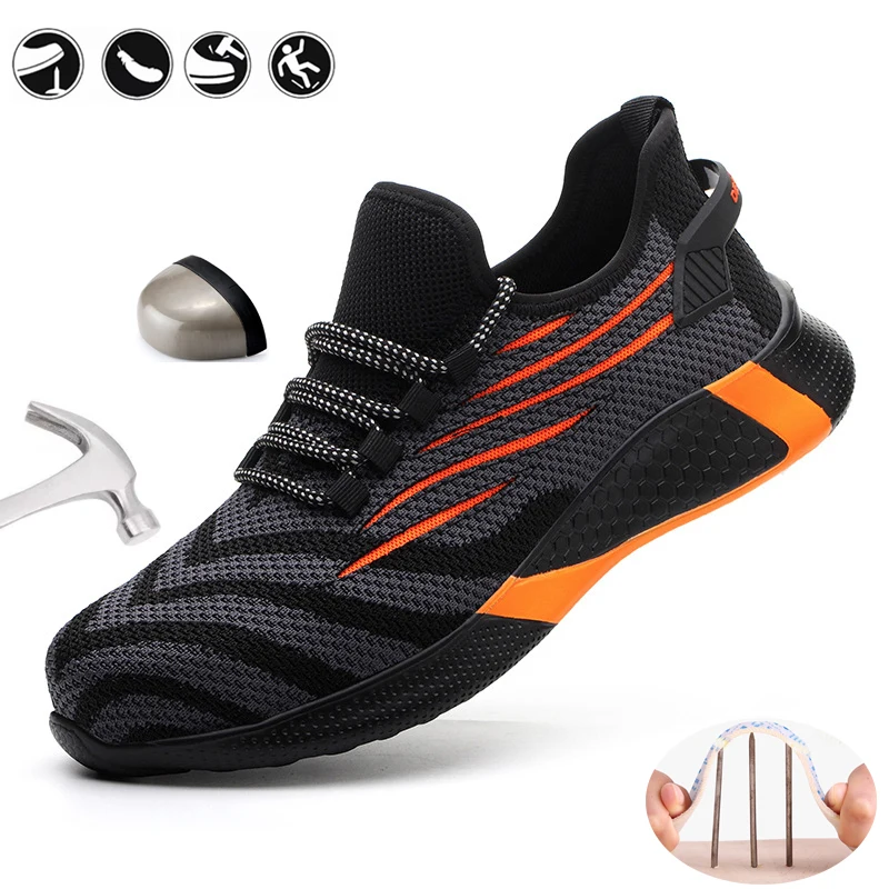 Fashion Sports Shoes Work Boots Lightweight Wear Resistant Sneakers Puncture Proof Crash Proof Protective Footwear Industrial
